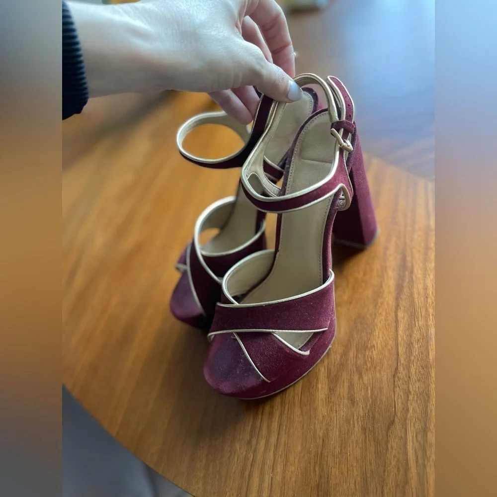 Michael Kors Burgundy Gold Women's Platforms